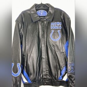 VINTAGE G-III & CARL BANKS INDIANAPOLIS COLTS LEATHER NFL JACKET.